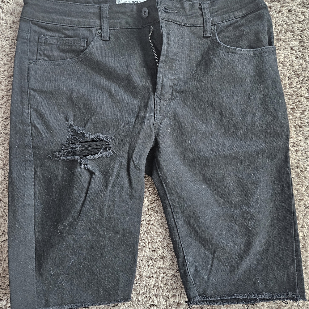 Fashion Nova Charcoal Distressed Jean Shorts